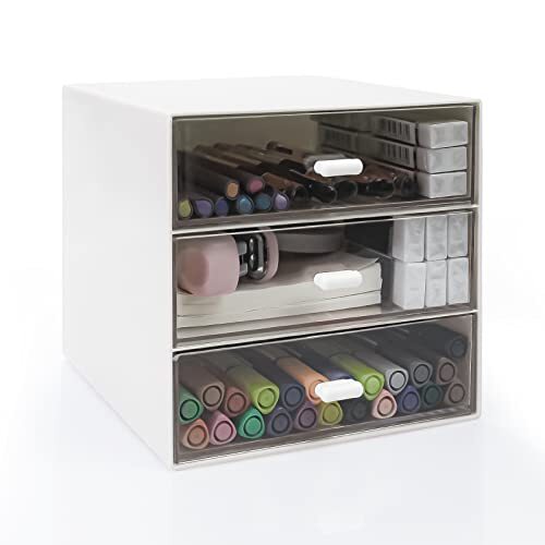 Plastic 3-Drawer White Desk Organizer Storage Box for Office Supplies  