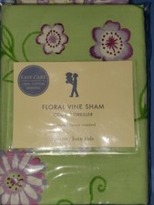 New Pottery Barn Kids GREEN Floral VINE SHAM Purple pillowcase