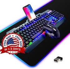 Teclado y rat n recargables con LED arco ris y panel met lico de 3800 mAh NEW US