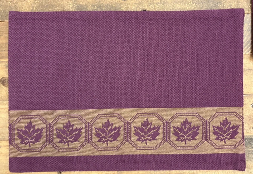 Lot Of 4 Lenox Purple & Gold FALL LEAVES Placemats: Thanksgiving • Machine Wash - Image 4 of 4