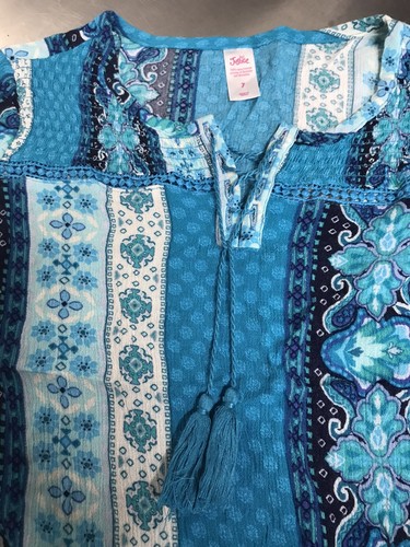 Justice Grey Hooded Sweatshirt & Blue Boho Top - Size 6/7 - Picture 10 of 11