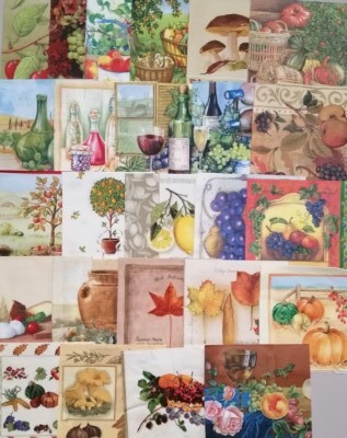4 Decoupage Servietten, 33x33 cm, 25% Rabatt, Motive Gemüse und Obst,