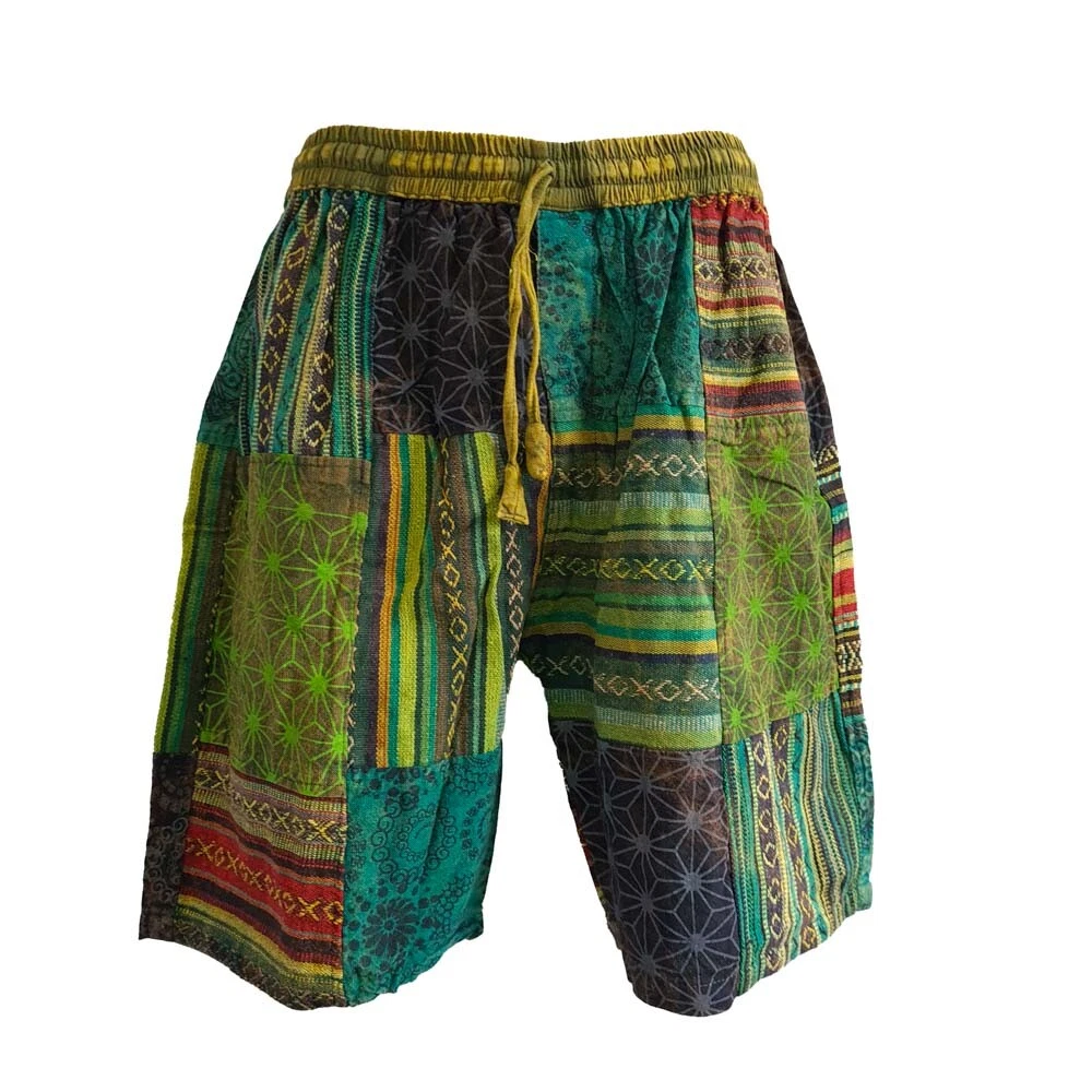 Mens Green Patch Shorts Hippie Boho Cotton Comfy Unisex Summer Bohemian Fun
Opens in a new window or