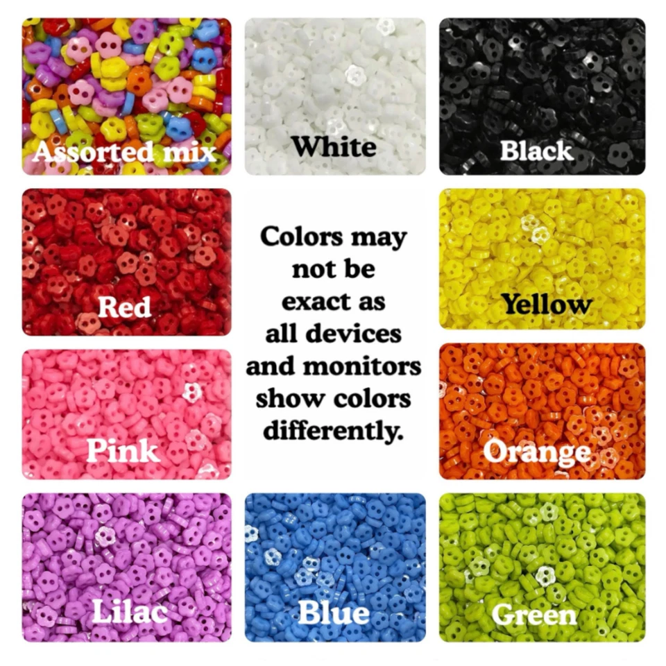 50 or 100 6mm Flower 2 Hole Buttons assorted doll 6mm flowers GROUP A - Image 2 of 4