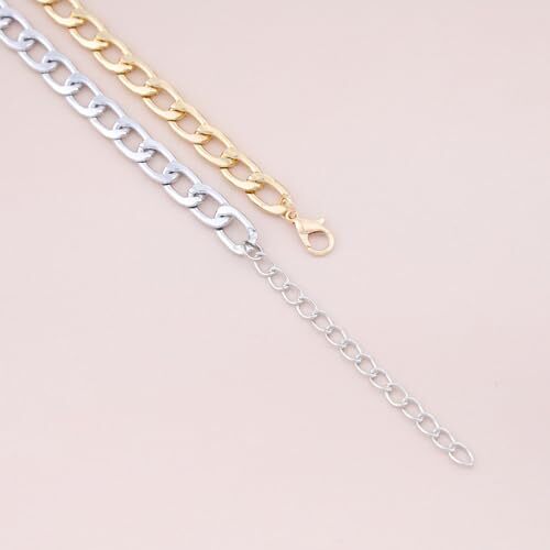 Punk Chunky Choker Necklace Silver Gold Cuban Chain Necklace Thick Curb Lick Nec - Bild 6 von 7