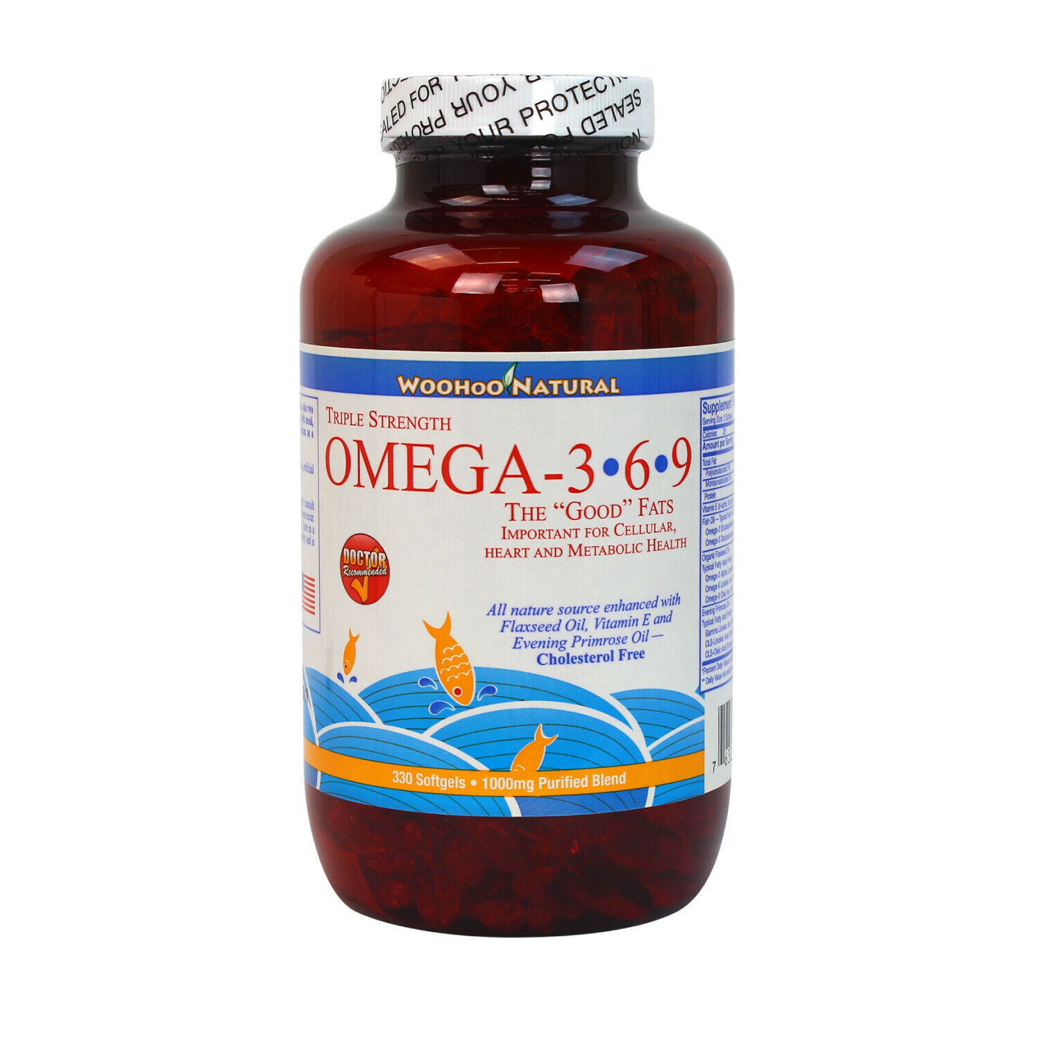 Woho Натуральный рыбий жир Омега 3-6-9 тройной крепости 330 капсул 4490₽
