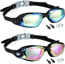 2 Pack Swim Goggles for Adult Youth Soft Silicone Gasket Anti-Fog Pool Goggle