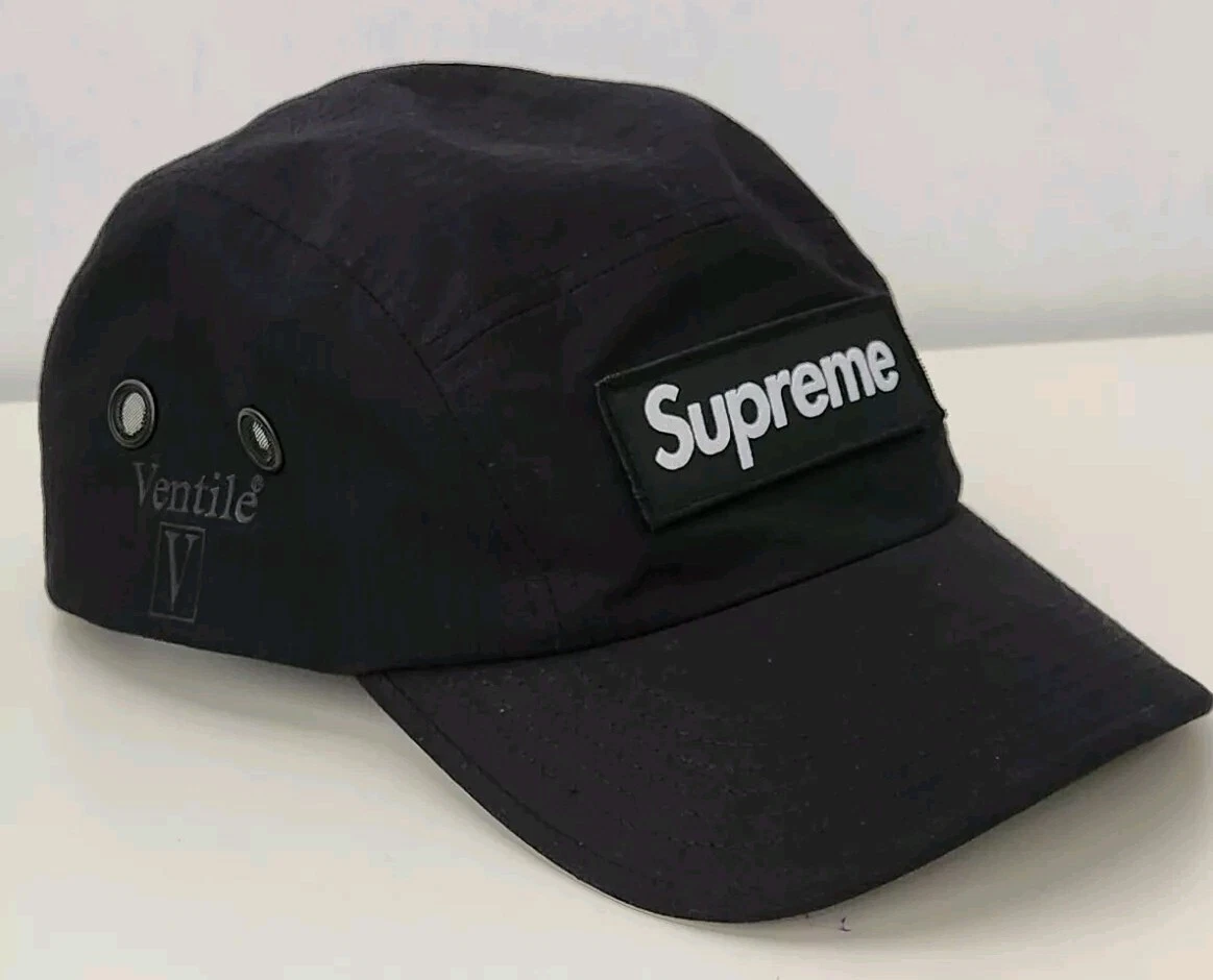 SS23 Supreme Ventile Camping Cap Eau Résistant Chapeau Noir Logo Boite Ripstop