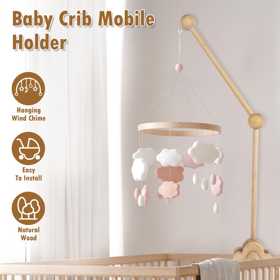 27inch Baby Crib Mobile Arm Wooden Crib Mobile Holder Adjustable Angle