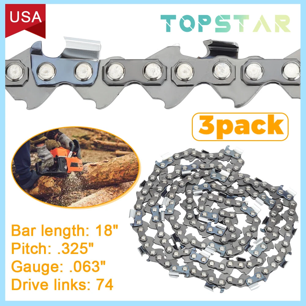 3 PACK Chainsaw Chain 18 Inch .063 Gauge .325 Pitch 74DL For Stihl