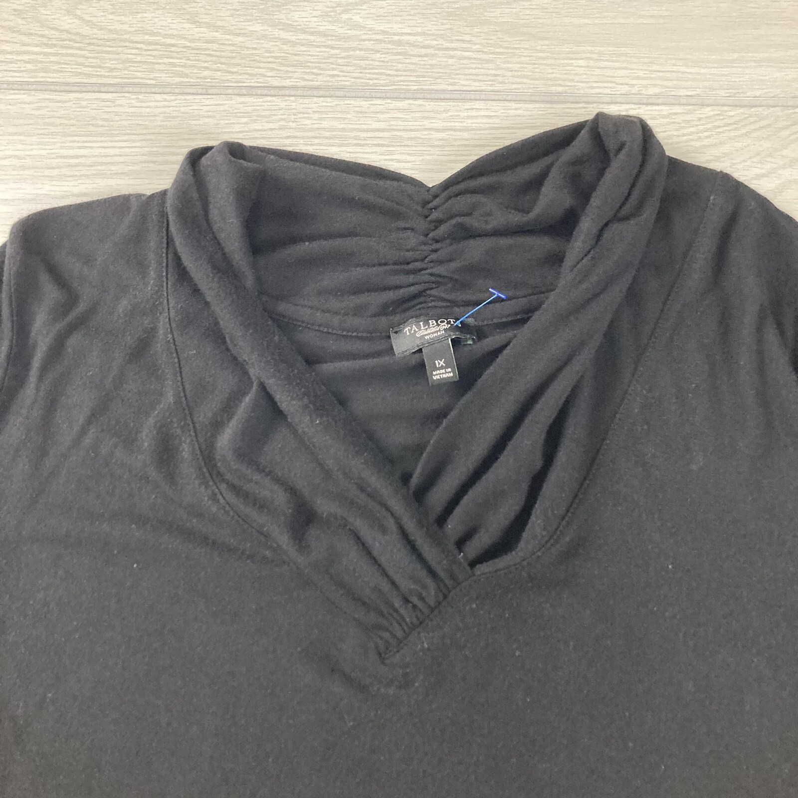 Talbots Sz 1X Top Black Solid Stretch Basic Long … - image 7