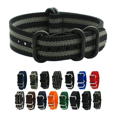 HNS Diver Ballistic Nylon Mod Solid/Stripe Matt PVD Watch Replacement Band Strap