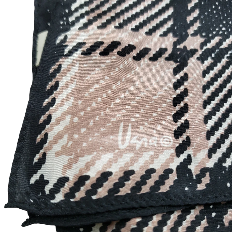 Bufanda de seda vintage para mujer Vera Neumann marrón negro a cuadros Japón 10/51" Foto 3 de 4