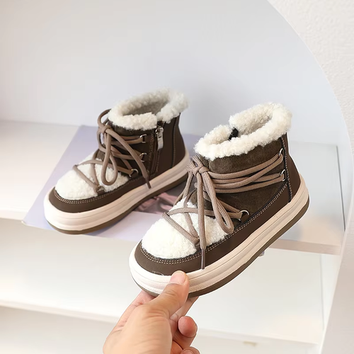 2024 New Autumn/Winter Children Boots for Boys Warm Plush Rubber Sole Toddler Ki