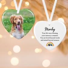 Personalised Ceramic Hanging Decoration, Pet Photo Memorial Remembrance Gift