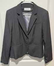 Calvin Klein Women s Two Button Lined Blazer Jacket Dark Gray Size 8