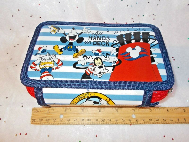 Disney Cruise Line Pen Holder Pouch Pencil Case Zipper Ruler Mickey Donald Pluto