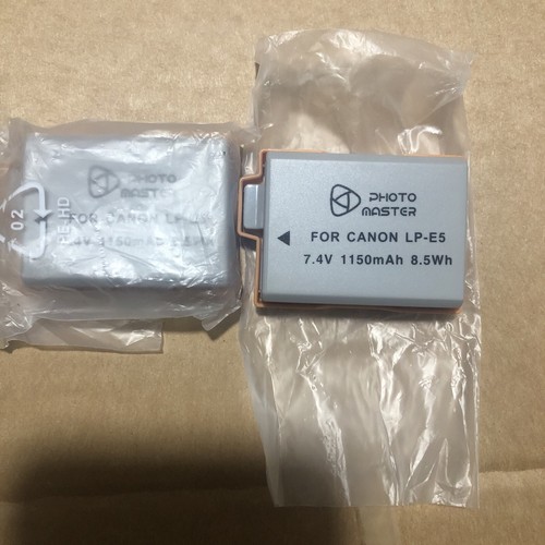 2 Batteries LP-E5 Compatibles Canon 450D, 500D, 1000D, Rebel XS/XSi - 2100mAh Li-ion
