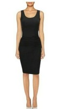 Missufe Sleeveless Tank Ruched Casual Knee Length Bodycon Dress Black Medium 