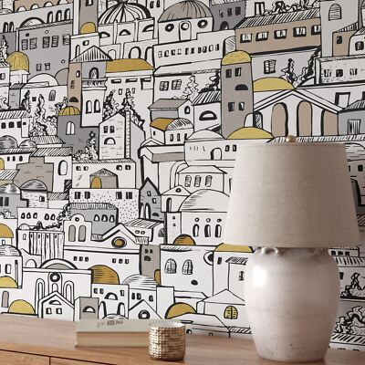 Eco-Friendly Wallpaper Rural Landscape on Paper Sheets Made in Italy