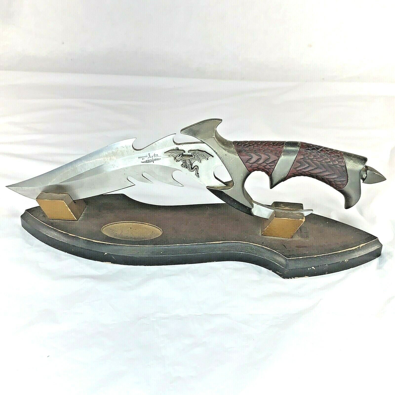 Vintage 1996 Gil Hibben Dragon Lord Knife UC898 With Display Wood Stand