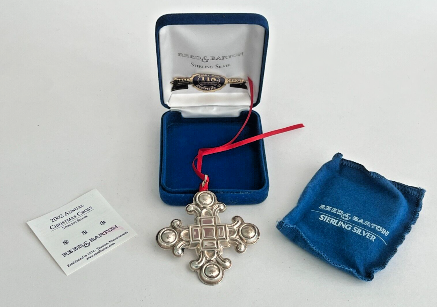 Reed & Barton Sterling Silver 2002 Christmas Cross Limited Edition Ornament