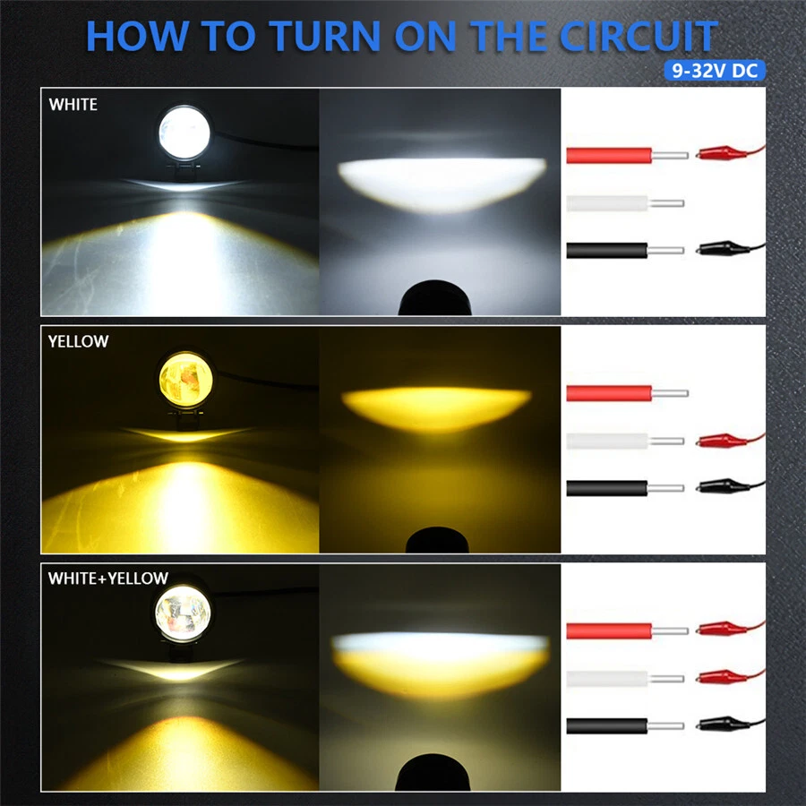2XF Lente Ojo de Pez Super Brillante LED Luz Antiniebla Faro Motocicleta Foco de Conducción Foto 4 de 4