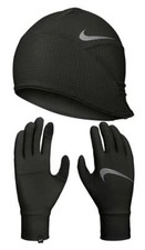 Nike Womens Hat And Glove Set - Winter - Running - Fitness - Black/Silver