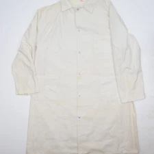Vintage Penn-Prest Penny's Snap Button Working Lab Coat Duster Distressed XL USA
