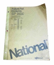 Vintage National Brand 8 Column Analysis Pad 45-608 Eye Ease Missing 9 Sheets