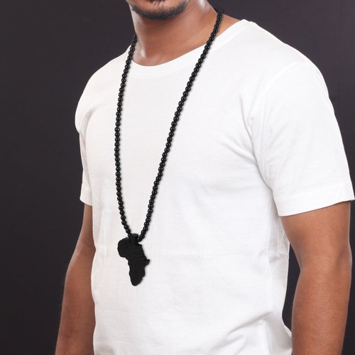 Collana unisex in legno stile tribale africano perline gioielli regalo - Foto 3 di 12