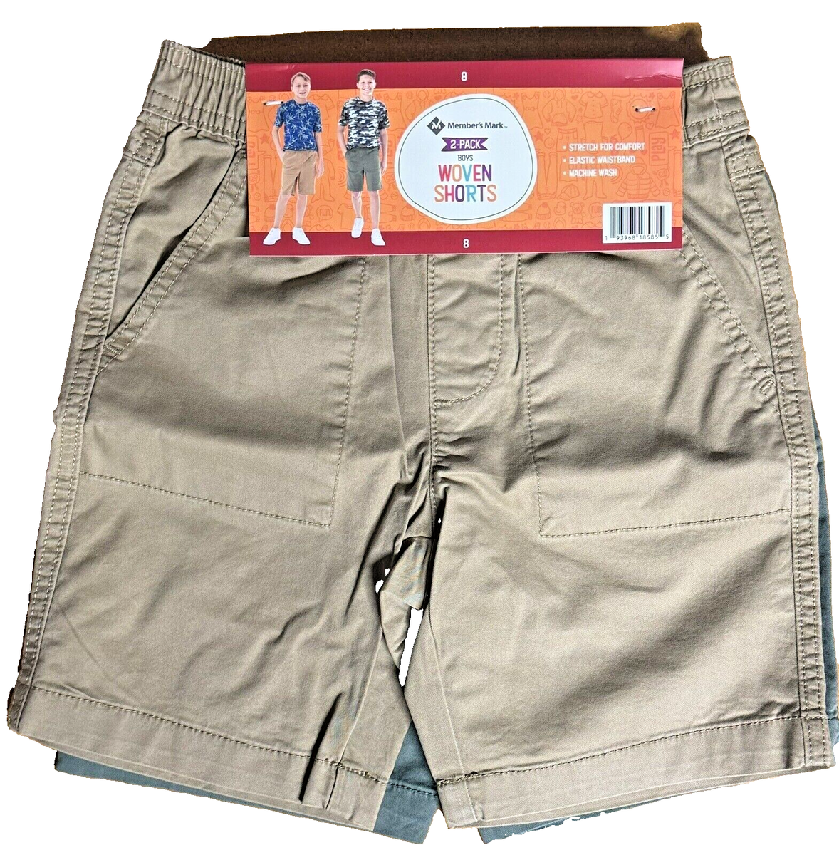 。 Member's Mark 2-Pack Boys Active Woven Shorts Size 8 super durable