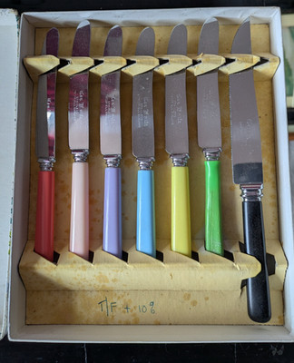 Vintage Tee & Kuchen Messer in Vintage Box Retro Edelstahl Sheffield England