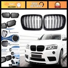Black Front Kidney Grille for BMW X3 F25 2011-2013 - Glossy Double Slats Upgrade
