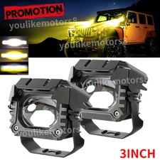 2X 3" LED Work Light Bar Spot Cube Pod Fit Jeep Wrangler Offroad US Amber/White