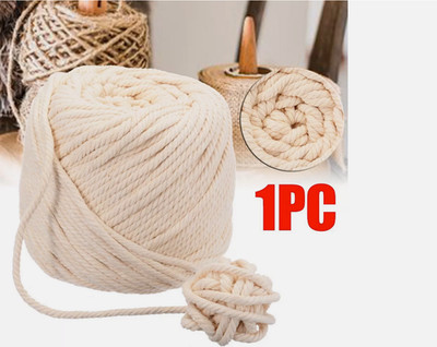 Makramee Beige Baumwolle Gedreht Kordel Seil 6mm x 50m Basteln DIY Handarbeit
