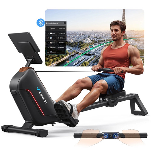 Rowing Machines for Home, Quiet Row Machine with 51.2" Extended Rail, 16-Level P