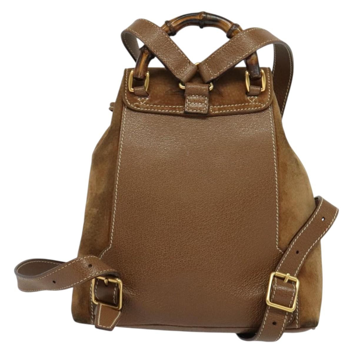 GUCCI Bamboo Backpack Suede Brown Gold 003 58 0030 Auth  display picture 3