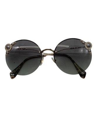 MIU MIU Sunglasses Pearl Rhinestone SMU52T Gold Black Authentic From Japan