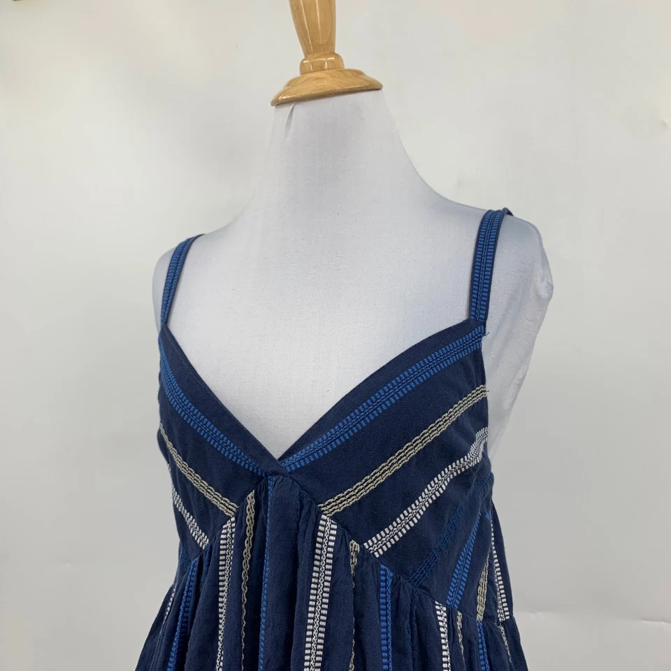 Vestido Michael Stars Mujer S Pequeño Azul Marino Keeley Rayas Algodón Forrado Maxi Foto 3 de 4