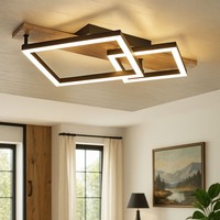 Deckenleuchte Deckenlampe Wohnzimmerlampe Led Designleuchte Holzoptik Schwarz