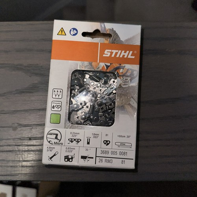#ad #ad NEW STIHL CHAINSAW CHAIN 20quot; 26 RM3 81 .063” GAUGE .325” # 3689 005 0081 $42.99