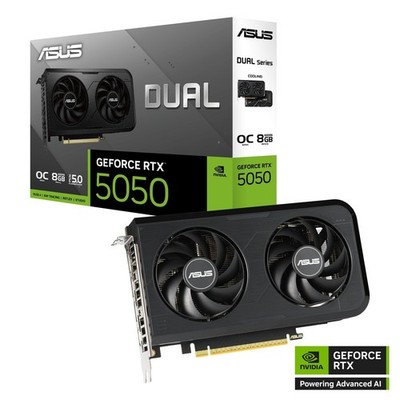 ASUS Dual GeForce RTX 5050 8GB GDDR6 OC Edition Graphics Card 433 TOPS Axial-tec