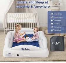 RichYa Inflatable Toddler Travel Bed with 4 Safety Bumpers, Portable Toddler Bed