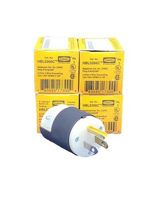 LOT OF 4 Hubbell HBL5266C AC Male NEMA 5-15P Plug 15A 125V Connector CL/BK