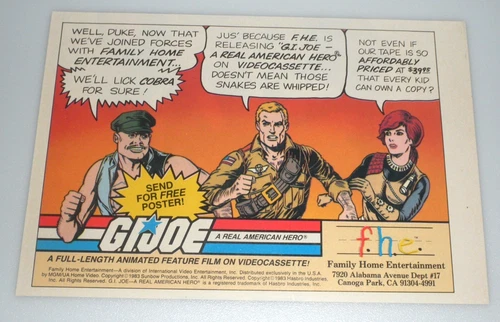 Vintage 1983 GI Joe FHE VHS Video Cassette Magazine Ad Print Poster Retro Promo