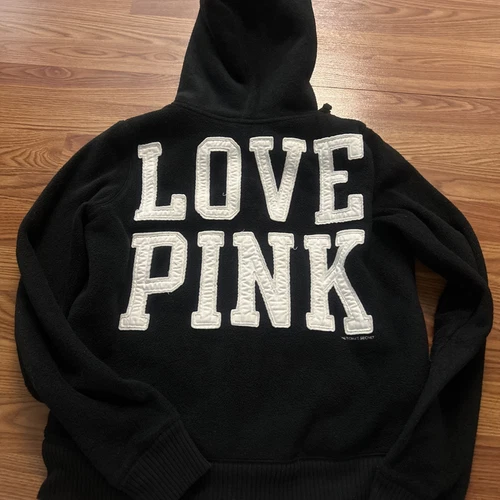 UNDERCOVER Victoria Secret rosa sherpa foderato vintage felpa con cappuccio zip intera giacca cappotto medio