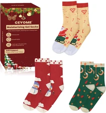 3 Pairs Gel Moisturizing Socks for Dry Cracked Feet -Heels Socks Infused with Ol