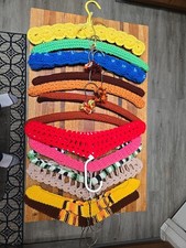 13 Vintage Crocheted Handmade Yarn Knit Coat Hanger Lot Clothes Hangers