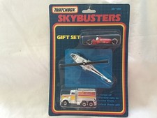 MATCHBOX SKYBUSTERS SB-150 F1 RACER / HELICOPTER / PETERBILT SHELL  TANKER SET